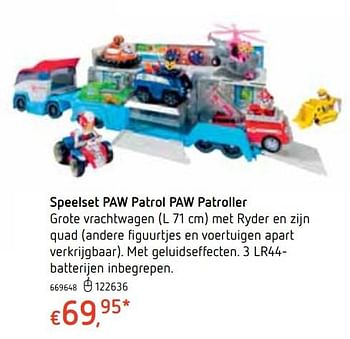Promoties Speelset paw patrol paw patroller - PAW  PATROL - Geldig van 18/10/2018 tot 06/12/2018 bij Dreamland