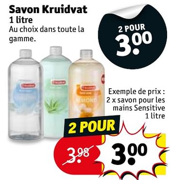 Promoties Savon pour les mains sensitive - Huismerk - Kruidvat - Geldig van 09/10/2018 tot 21/10/2018 bij Kruidvat