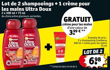Promotions Shampooing cranberry + crème pour les mains - Garnier - Valide de 09/10/2018 à 21/10/2018 chez Kruidvat