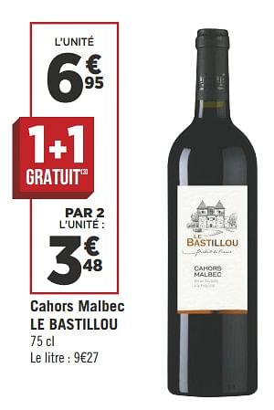 Promotions Cahors malbec le bastillou - Vins rouges - Valide de 09/10/2018 à 21/10/2018 chez Géant Casino