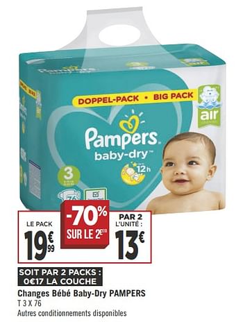 Promoties Changes bébé baby-dry pampers - Pampers - Geldig van 09/10/2018 tot 21/10/2018 bij Géant Casino