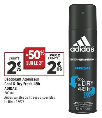 Promotions Déodorant atomiseur cool + dry fresh 48h adidas - Adidas - Valide de 09/10/2018 à 21/10/2018 chez Géant Casino
