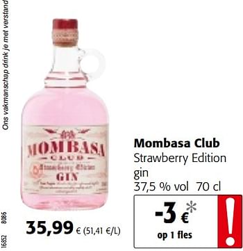 Promoties Mombasa club strawberry edition gin - Mombasa - Geldig van 10/10/2018 tot 23/10/2018 bij Colruyt