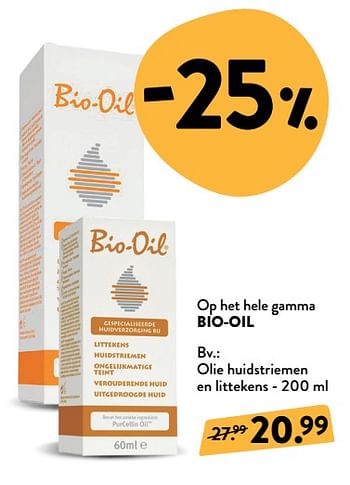 Promoties Bio-oil olie huidstriemen en littekens - Bio-Oil - Geldig van 10/10/2018 tot 23/10/2018 bij DI