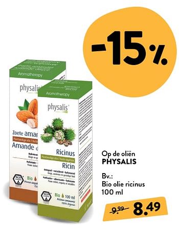 Promoties Physalis bio olie ricinus - Physalis - Geldig van 10/10/2018 tot 23/10/2018 bij DI