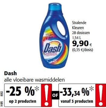 Promoties Dash alle vloeibare wasmiddelen - Dash - Geldig van 10/10/2018 tot 23/10/2018 bij Colruyt