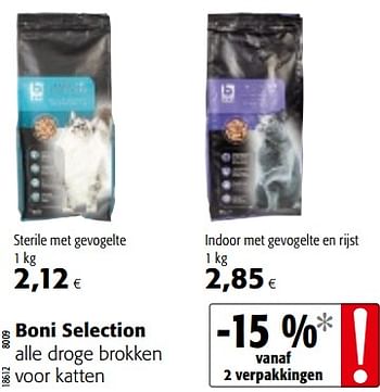 Promoties Boni selection alle droge brokken voor katten - Boni - Geldig van 10/10/2018 tot 23/10/2018 bij Colruyt