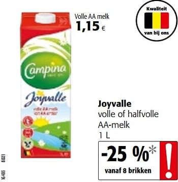 Promoties Joyvalle volle of halfvolle aa-melk - Joyvalle - Geldig van 10/10/2018 tot 23/10/2018 bij Colruyt
