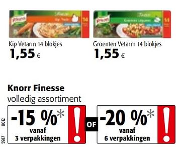 Promoties Knorr finesse volledig assortiment - Knorr - Geldig van 10/10/2018 tot 23/10/2018 bij Colruyt
