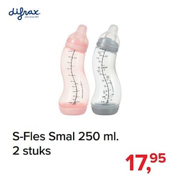 Promoties S-fles smal - Difrax - Geldig van 01/10/2018 tot 28/10/2018 bij Baby-Dump