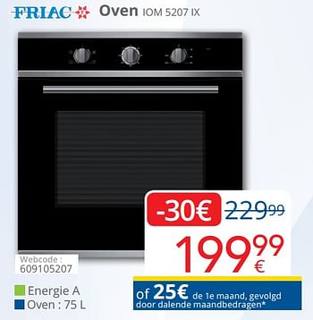 Promoties Friac oven iom 5207 ix - Friac - Geldig van 01/10/2018 tot 28/10/2018 bij Eldi