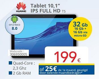 Promoties Huawei tablet 10,1`` ips full hd t5 - Huawei - Geldig van 01/10/2018 tot 28/10/2018 bij Eldi