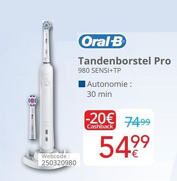 Promoties Oral-b tandenborstel pro 980 sensi+tp - Oral-B - Geldig van 01/10/2018 tot 28/10/2018 bij Eldi