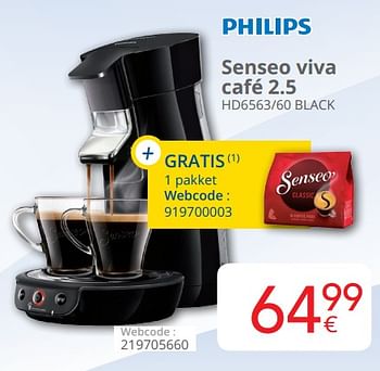 Promotions Philips senseo viva café 2.5 hd6563-60 black - Philips - Valide de 01/10/2018 à 28/10/2018 chez Eldi