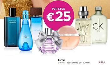 Promoties Cerruti 1881 femme edt - Cerruti 1881 - Geldig van 01/10/2018 tot 31/10/2018 bij ICI PARIS XL