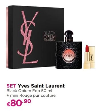 Promoties Set yves saint laurent black opium edp + mini rouge pur couture - Yves Saint Laurent - Geldig van 01/10/2018 tot 31/10/2018 bij ICI PARIS XL