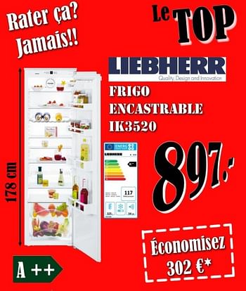 Promotions Liebherr frigo encastrable ik3520 - Liebherr - Valide de 01/10/2018 à 31/10/2018 chez Electro Zschau