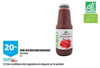 Promoties Pur jus bio ben organic - Organic - Geldig van 10/10/2018 tot 30/10/2018 bij Auchan