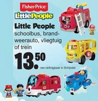 Promoties Little people schoolbus, brandweerauto, vliegtuig of trein - Fisher-Price - Geldig van 08/10/2018 tot 28/10/2018 bij Van Cranenbroek