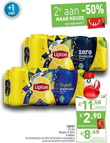 Promoties Lipton ice tea regular of zero - Lipton - Geldig van 16/10/2018 tot 21/10/2018 bij Intermarche