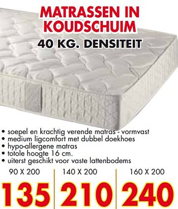 Promotions Matrassen in koudschuim - Produit maison - EmDecor - Valide de 01/10/2018 à 31/10/2018 chez Emdecor