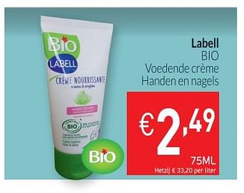 Promoties Bio voedende crème handen en nagels - Labell - Geldig van 01/10/2018 tot 31/10/2018 bij Intermarche