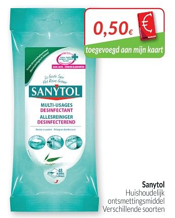 Promoties Huishoudelijk ontsmettingsmiddel - Sanytol - Geldig van 01/10/2018 tot 31/10/2018 bij Intermarche