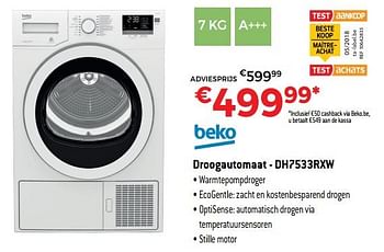 Promoties Beko droogautomaat - dh7533rxw - Beko - Geldig van 01/10/2018 tot 31/10/2018 bij Exellent
