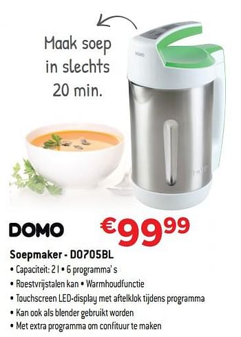 Promotions Domo soepmaker - do705bl - Domo - Valide de 01/10/2018 à 31/10/2018 chez Exellent