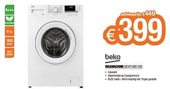 Promoties Beko wasmachine bewtv8812bs - Beko - Geldig van 01/10/2018 tot 31/10/2018 bij Expert