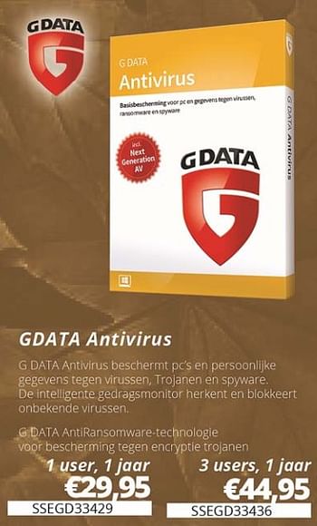 Promoties Gdata antivirus - G Data - Geldig van 05/10/2018 tot 30/11/2018 bij Compudeals