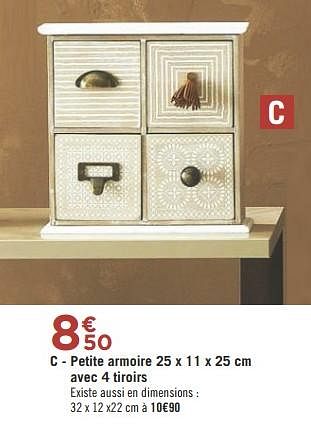 Promotions Petite armoire avec 4 tiroirs - Produit Maison - Géant Casino - Valide de 09/10/2018 à 04/11/2018 chez Géant Casino