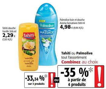 Promotions Tahiti ou palmolive tout l`assortiment - Palmolive - Valide de 10/10/2018 à 23/10/2018 chez Colruyt