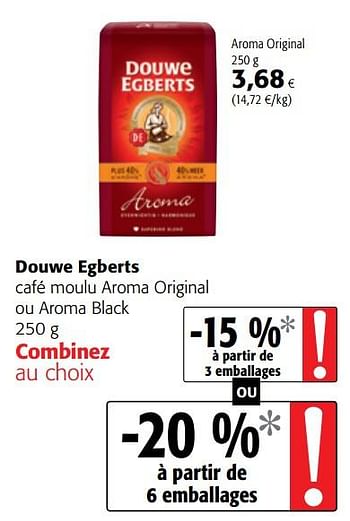 Promotions Douwe egberts café moulu aroma original ou aroma black - Douwe Egberts - Valide de 10/10/2018 à 23/10/2018 chez Colruyt