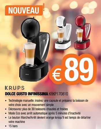 Promoties Krups dolce gusto infinissima krkp170810 - Krups - Geldig van 01/10/2018 tot 31/10/2018 bij Expert