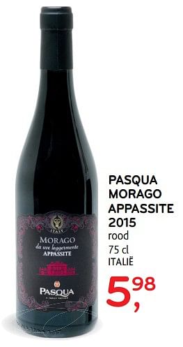Promoties Pasqua morago appassite 2015 rood - Rode wijnen - Geldig van 24/10/2018 tot 06/11/2018 bij Alvo