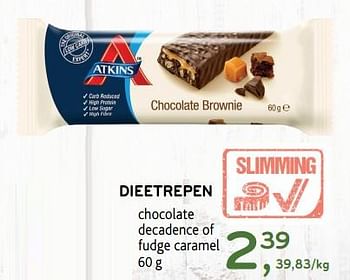 Promoties Dieetrepen chocolate decadence of fudge caramel - Atkins - Geldig van 24/10/2018 tot 06/11/2018 bij Alvo