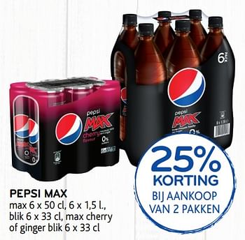 Promoties Pepsi max 25% korting - Pepsi - Geldig van 24/10/2018 tot 06/11/2018 bij Alvo