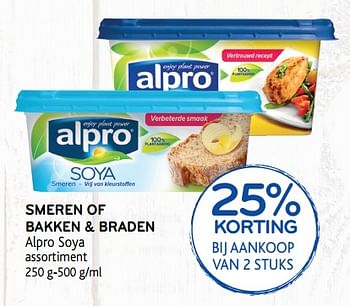 Promoties Smeren of bakken + braden 25% korting - Alpro - Geldig van 24/10/2018 tot 06/11/2018 bij Alvo