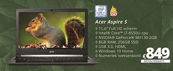Promoties Acer aspire 5 - Acer - Geldig van 05/10/2018 tot 30/11/2018 bij Compudeals