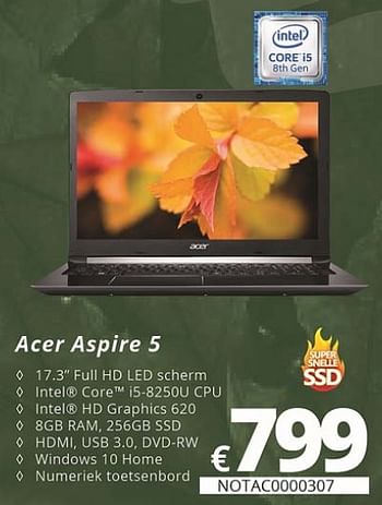 Promoties Acer aspire 5 - Acer - Geldig van 05/10/2018 tot 30/11/2018 bij Compudeals
