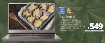 Promoties Acer swift 3 - Acer - Geldig van 05/10/2018 tot 30/11/2018 bij Compudeals