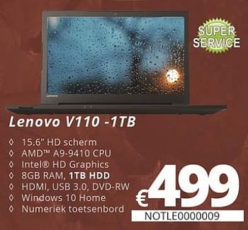 Promoties Lenovo v110 -1tb - Lenovo - Geldig van 05/10/2018 tot 30/11/2018 bij Compudeals