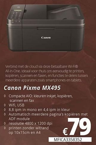 Promoties Canon pixma mx9 - Canon - Geldig van 05/10/2018 tot 30/11/2018 bij Compudeals