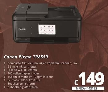 Promoties Canon pixma tr8550 - Canon - Geldig van 05/10/2018 tot 30/11/2018 bij Compudeals
