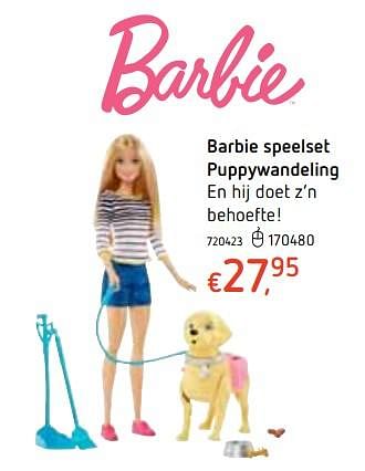 Promoties Barbie speelset puppywandeling - Mattel - Geldig van 18/10/2018 tot 06/12/2018 bij Dreamland