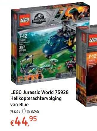 Promotions Lego jurassic world 75928 helikopterachtervolging van blue - Lego - Valide de 18/10/2018 à 06/12/2018 chez Dreamland