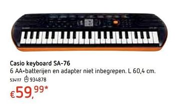 Promoties Casio keyboard sa-76 - Casio - Geldig van 18/10/2018 tot 06/12/2018 bij Dreamland