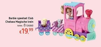 Promoties Barbie speelset club chelsea magische trein - Mattel - Geldig van 18/10/2018 tot 06/12/2018 bij Dreamland