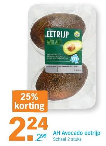 Promoties Ah avocado eetrijp - Huismerk - Albert Heijn - Geldig van 15/10/2018 tot 21/10/2018 bij Albert Heijn